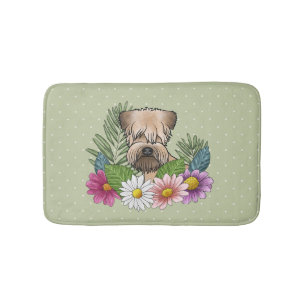 Weich überzogene Wheaten Terrier farbenfrohe Blume Badematte