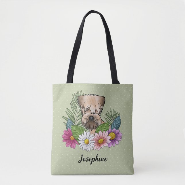 Weich überzogene Wheaten Terrier farbenfrohe Blume Tasche (Vorderseite)