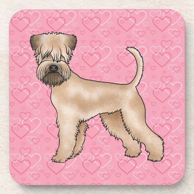 Weich überzogene Wheaten Terrier Hund Liebe Herzmu Getränkeuntersetzer (Vorderseite)