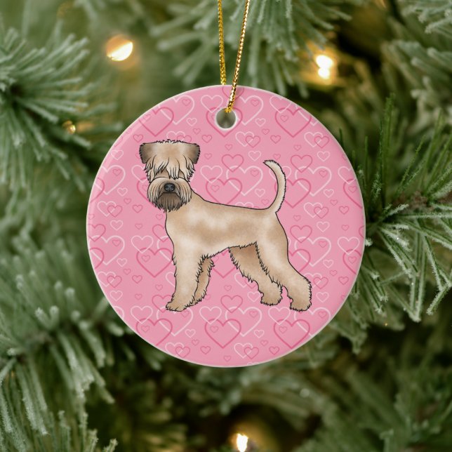 Weich überzogene Wheaten Terrier Hund Liebe Herzmu Keramik Ornament (Baum)