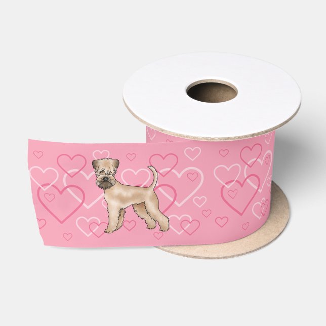 Weich überzogene Wheaten Terrier Hund Liebe Herzmu Satinband (Spule)