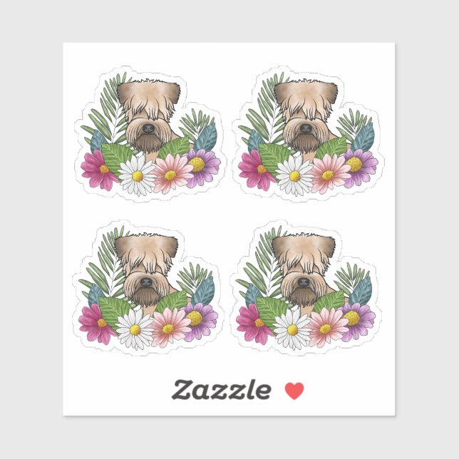 Weich überzogene Wheaten Terrier Kopf farbenfrohe  Aufkleber (Blatt)