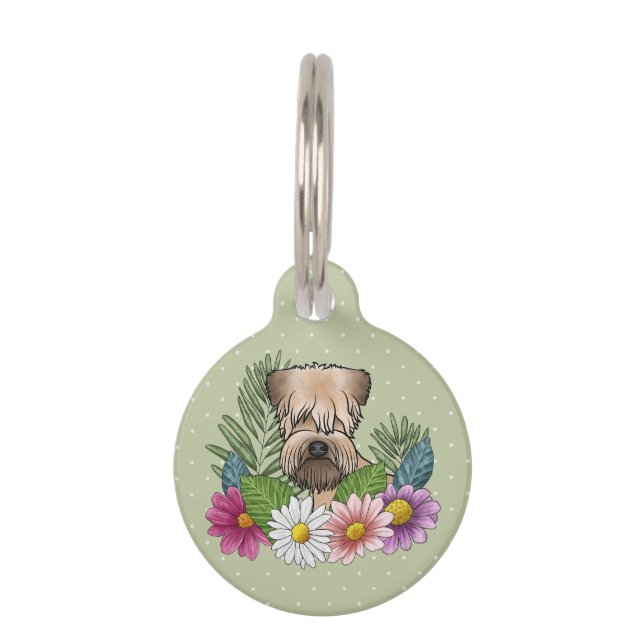 Weich überzogene Wheaten Terrier Kopf farbenfrohe  Haustiermarke (Vorderseite)