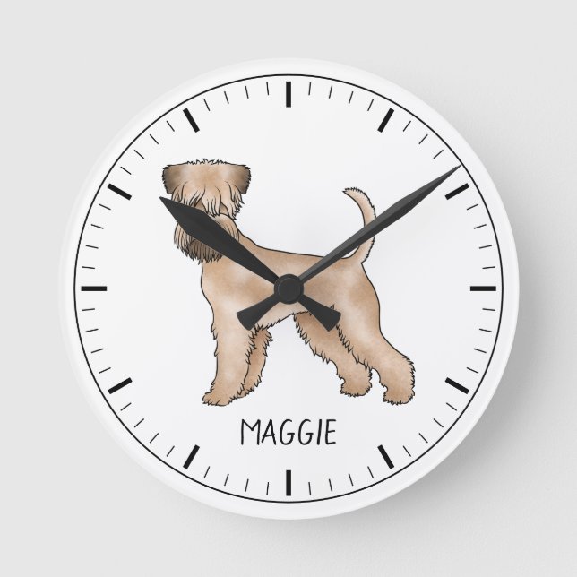 Weich überzogener Hund mit Individuelle Name Runde Wanduhr (Vorderseite)