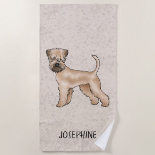 Weich überzogener Hund mit Namen auf Beige Strandtuch