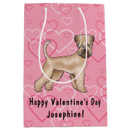 Weich überzogener Hund Terrier Hund Herzmuster Ros Mittlere Geschenktüte