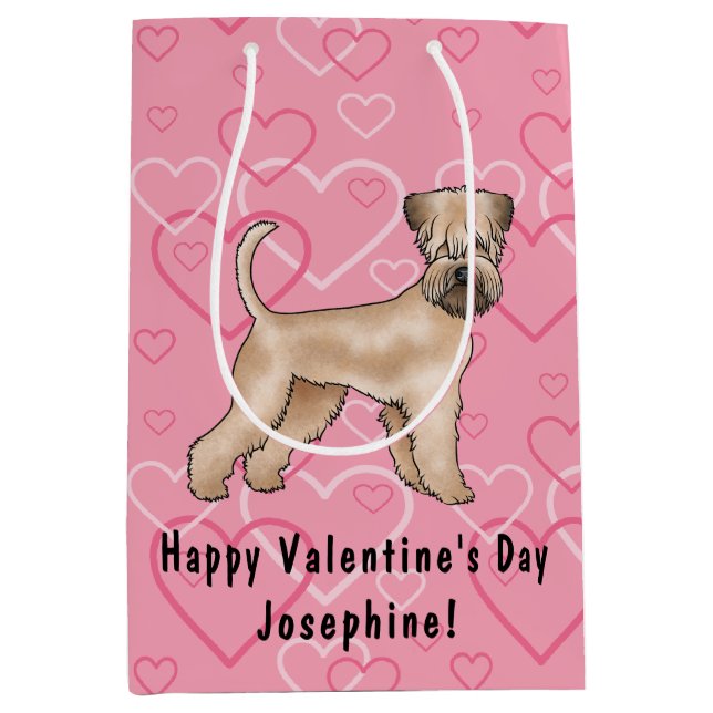 Weich überzogener Hund Terrier Hund Herzmuster Ros Mittlere Geschenktüte (Vorderseite)