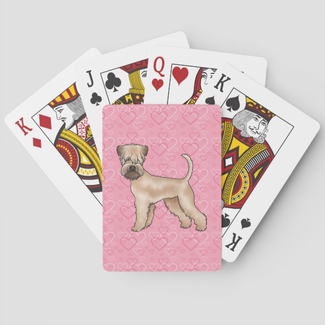 Weich überzogener Hund Terrier Hund Herzmuster Ros Spielkarten (Rückseite)