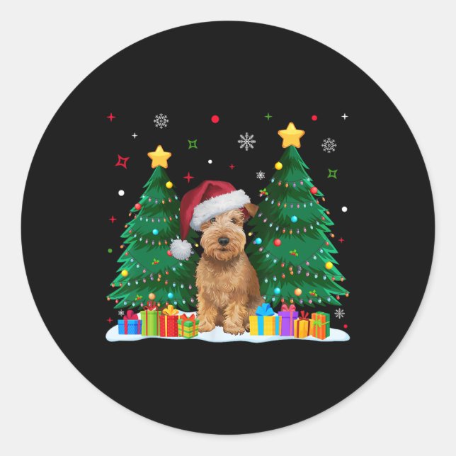 Weich überzogener Hund Terrier Hund Lover Weihnach Runder Aufkleber (Vorderseite)