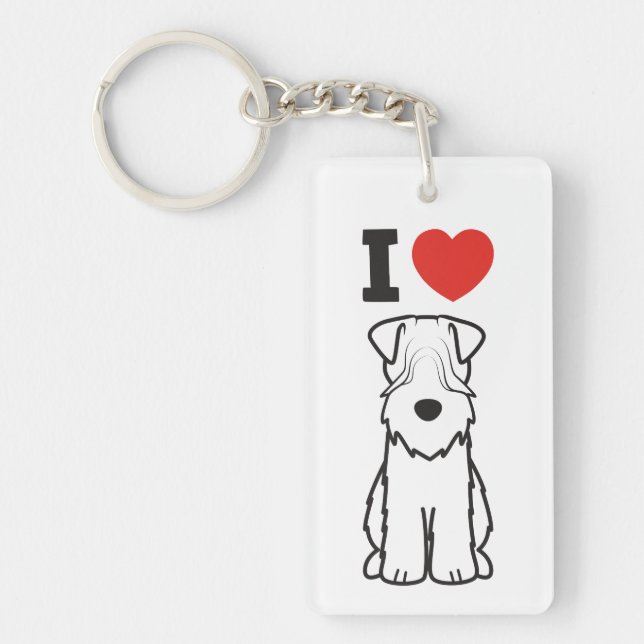 Weich überzogener Wheaten Terrier-HundeCartoon Schlüsselanhänger (Vorderseite)