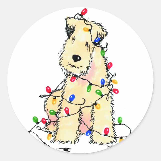 Weich überzogenes Wheaten Terrier - Weihnachten Runder Aufkleber (Vorderseite)