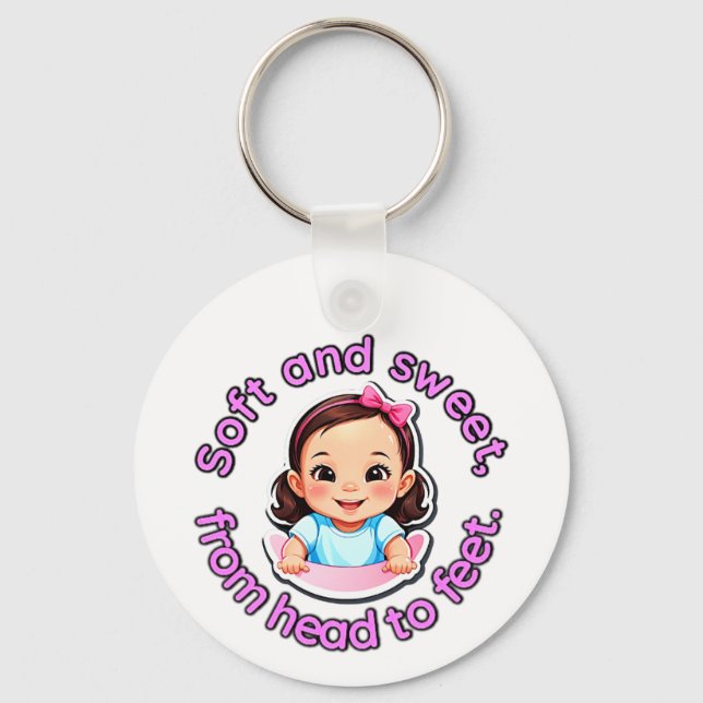Weich und süß von Kopf bis Fuß Baby Kleidung. Schlüsselanhänger (Vorderseite)