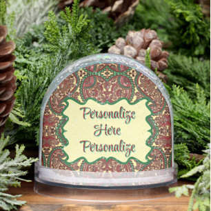 Weich viktorianischer, roter, gelber Juwelenton Schneekugeln