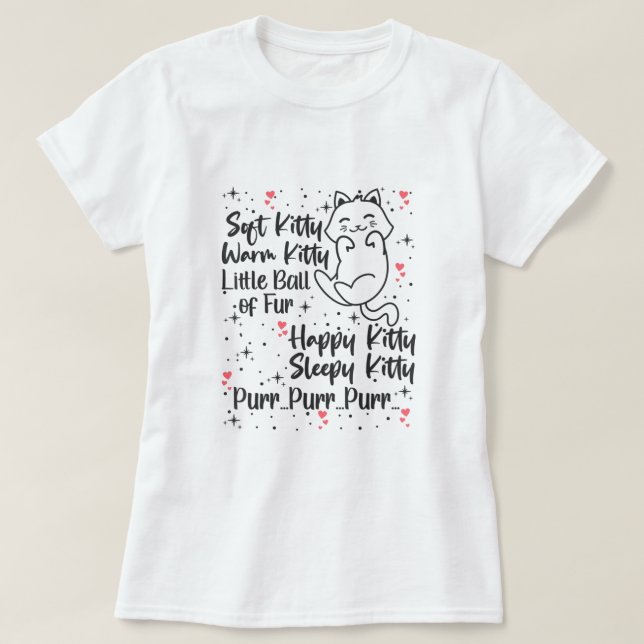 Weich warme Kätzchen Kleiner Ball Pelzkatze Schlaf T-Shirt (Design vorne)