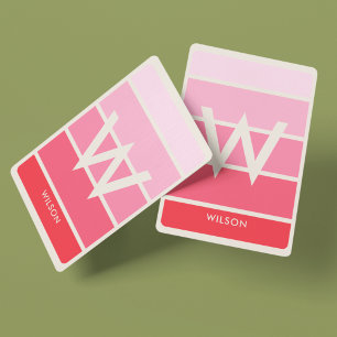 Weich weich, rosafarben Streifen Monogramm Persönl Spielkarten