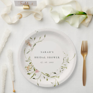 Weich-Weiden-Blumenkraut-Brautparty Pappteller