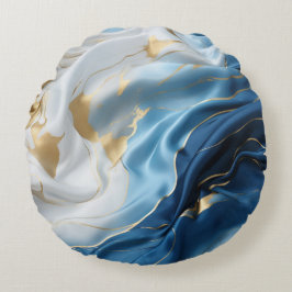 Weich weißer Marmor mit Gold Rundes Kissen