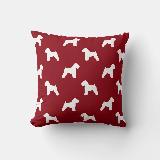 Weichbeschichtete Wheaten Terrier Silhouetten Rot Kissen (Vorderseite)