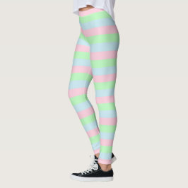 Weichblau, rosa und grüne Streifen Leggings