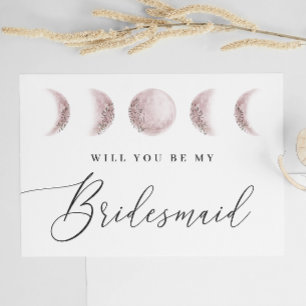 Weichblush Moon   Elegant Bridesmaid Vorschlag Postkarte