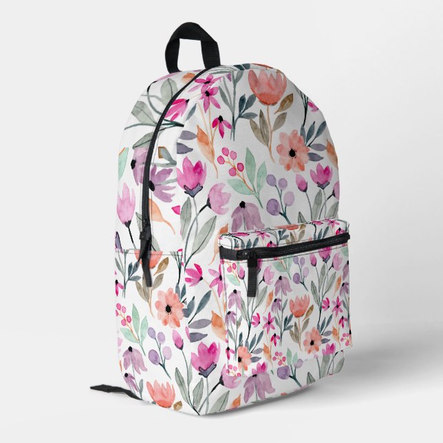 Weichblütenmuster-Blume Bedruckter Rucksack (Rückseitige Ecke links)