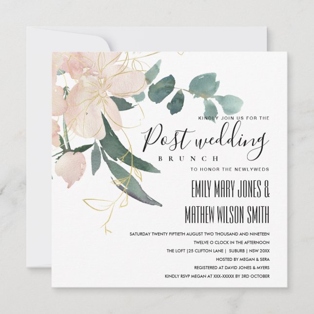WEICHBUSH GOLD FLORAL BUNCH POST WEDING BRUNCH EINLADUNG (Vorderseite)