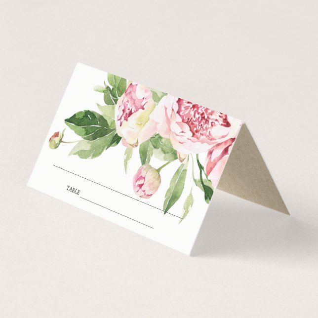 WEICHBUSH GREEN PEONY FLORAL WEDD PLATZKARTEN (Vorderseite)