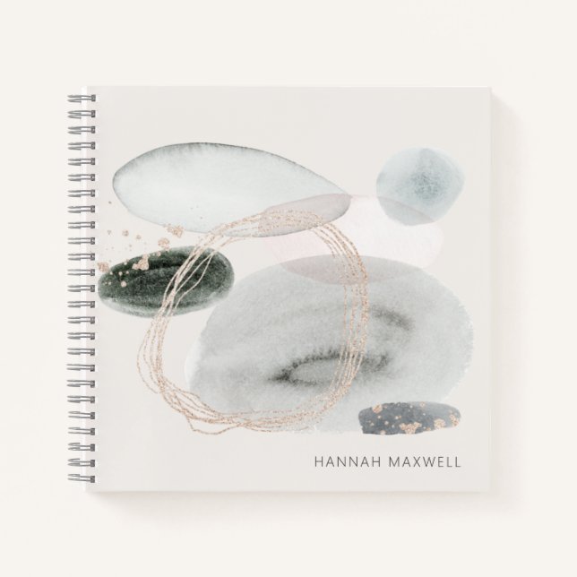 Weiche Abstrakte Aquarellformen Personalisiert Notizbuch (Vorderseite)