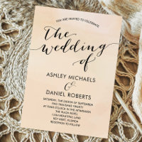 Weiche Apricot Wasserfarbe Einladung Hochzeit, Blu