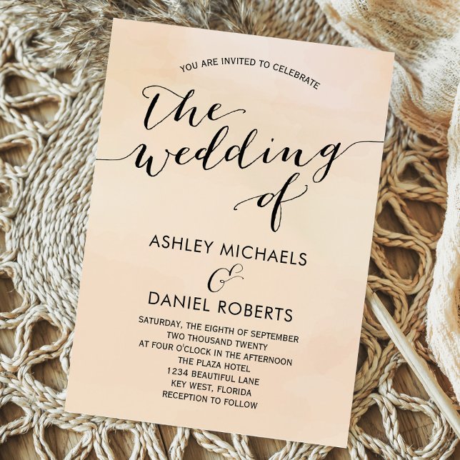 Weiche Apricot Wasserfarbe Einladung Hochzeit, Blu (Von Creator hochgeladen)