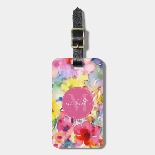 Weiche Aquarell-Blumen-Gepäckanhänger Gepäckanhänger (Vorderseite vertikal)