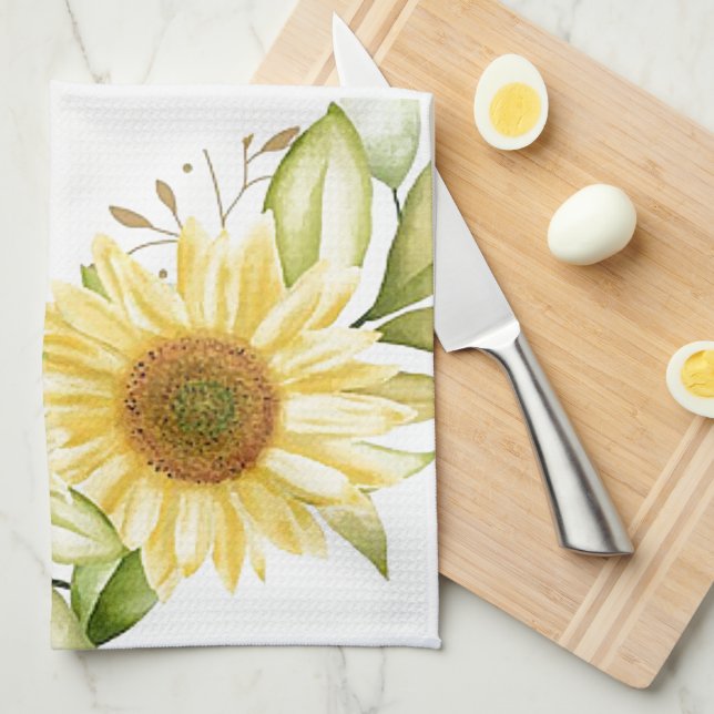 Weiche Aquarellblumen Geschirrtuch (Viertel Falte)