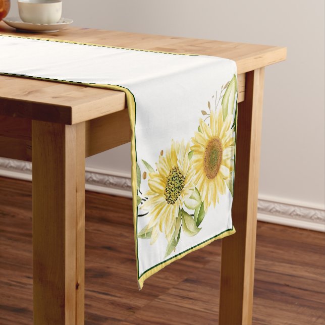 Weiche Aquarellblumen Kurzer Tischläufer (Beispiel)