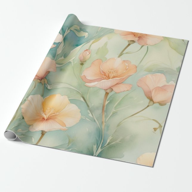 Weiche Aquarellblüte Geschenkpapier (Ungerollt)