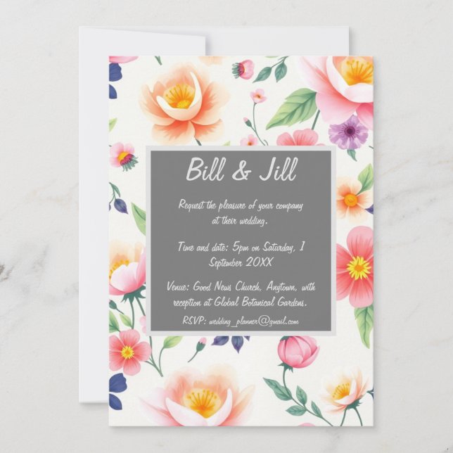 Weiche Aquarellblüte + weiße Hintergrundhochzeit Einladung (Vorderseite)