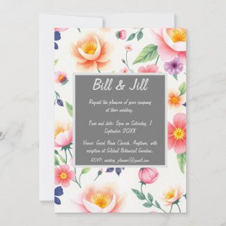 Weiche Aquarellblüte + weiße Hintergrundhochzeit Einladung