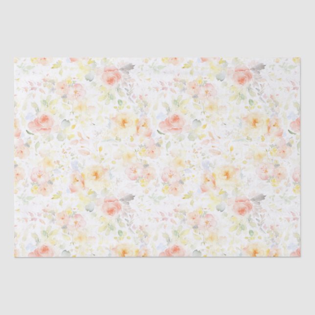 Weiche Aquarellfarben Blume Elegante Romantik Seidenpapier (Vorderseite)