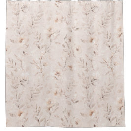 Weiche Aquarellfarben-Blumenzweige neutral beige Duschvorhang
