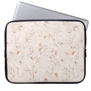Weiche Aquarellfarben-Blumenzweige neutral beige Laptopschutzhülle