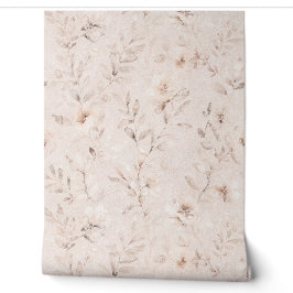Weiche Aquarellfarben-Blumenzweige neutral beige Tapete