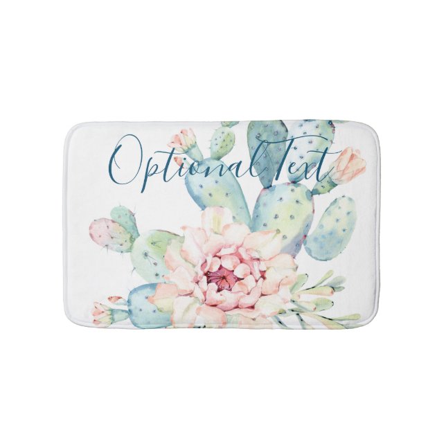 Weiche Aquarellpastellfarben blühende Kakteen Badematte (Vorderseite)