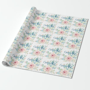 Weiche Aquarellpastellfarben blühende Kakteen Geschenkpapier
