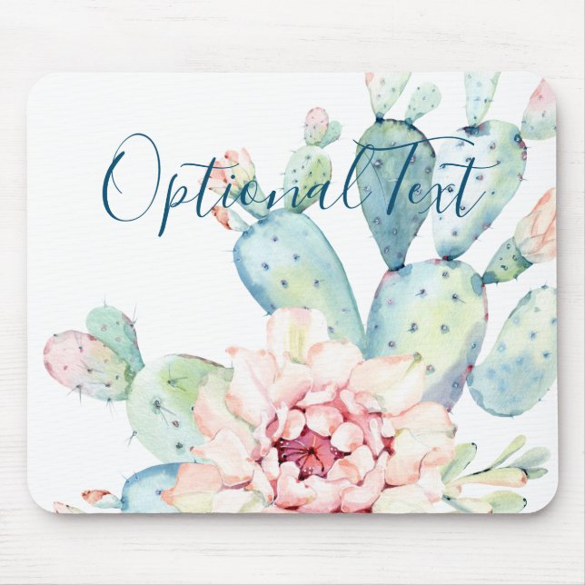 Weiche Aquarellpastellfarben blühende Kakteen Mousepad (Vorne)