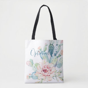 Weiche Aquarellpastellfarben blühende Kakteen Tasche