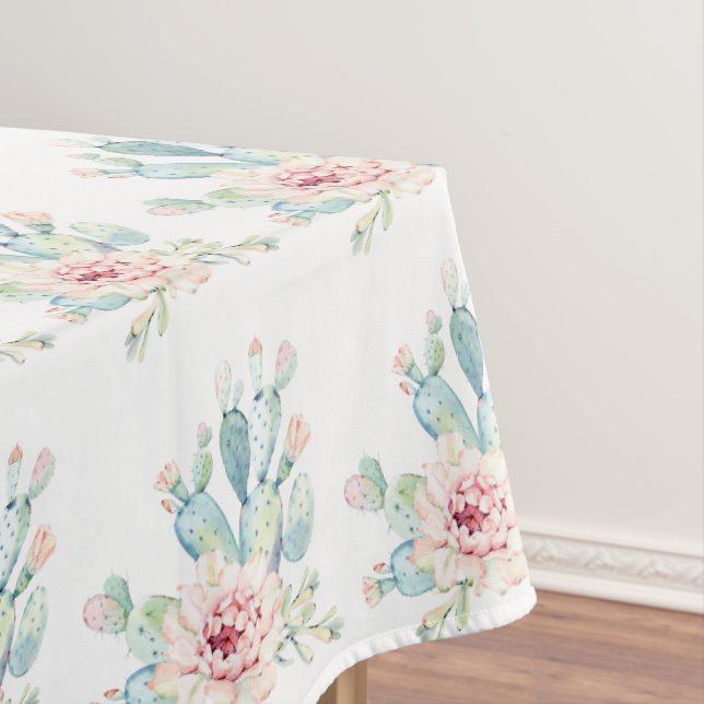 Weiche Aquarellpastellfarben blühende Kakteen Tischdecke (Beispiel)