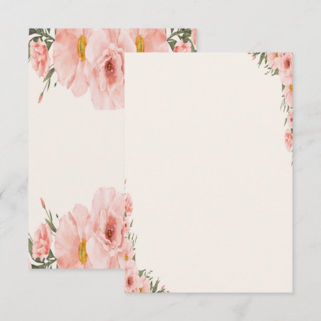 Weiche Aquarellpinke Blume Mitteilungskarte (Vorne/Hinten)