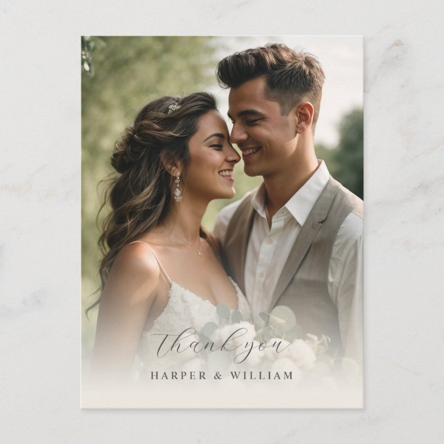 Weiche Baumwolle danke Foto Hochzeit Postcard Postkarte (Vorderseite)