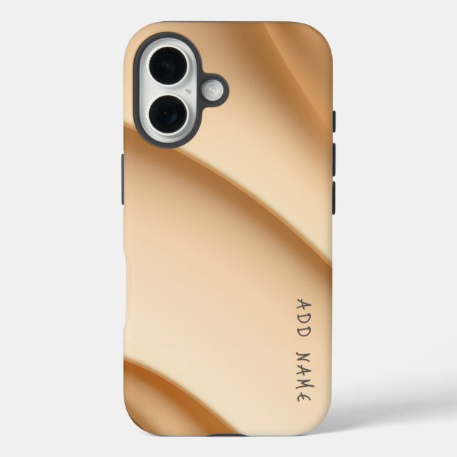 Weiche, beige Abstrakte Waves iPhone 16 Hülle (Rückseite)
