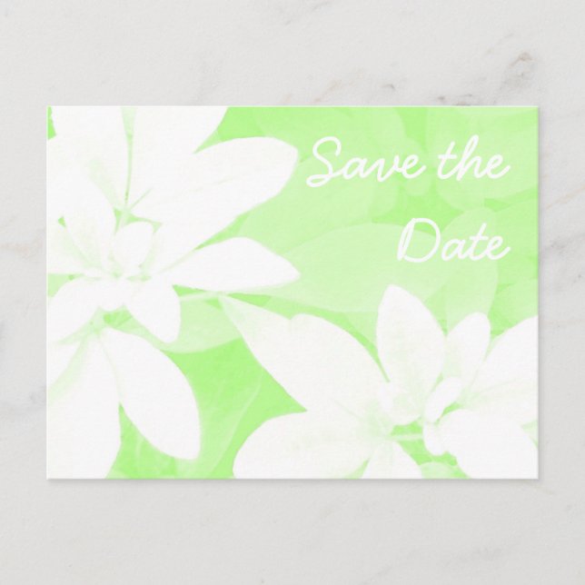 Weiche Blätter Grüne "Save the Date" Postkarte (Vorderseite)