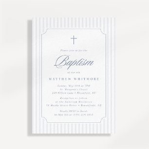Weiche blau-graue gestreifte Tauf-Einladung Einladung